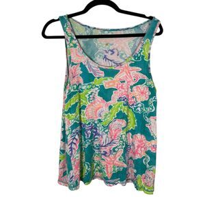 Lilly Pulitzer Knit PJ Tank Pajama Flowy Starfish Shell Top Large - NO BOTTOMS